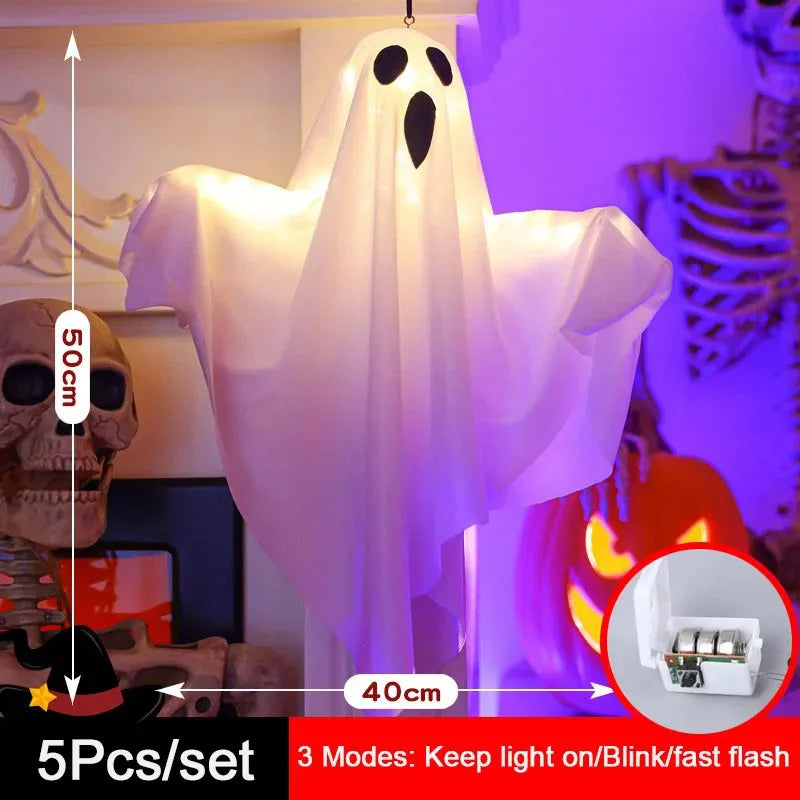 Hanging LED Light-Up Ghost Halloween Decoration