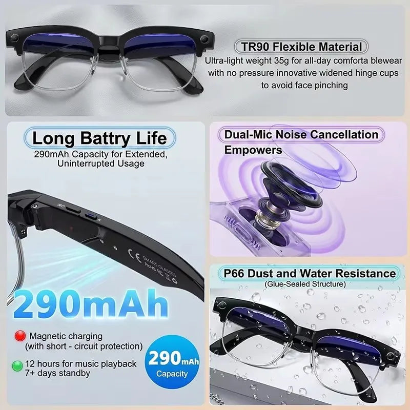 8MP Ultra-Wide HD Camera Smart Glasses