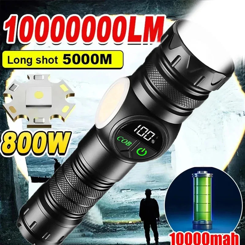 Ultra-Bright White Laser LED Tactical Flashlight with COB Side Light