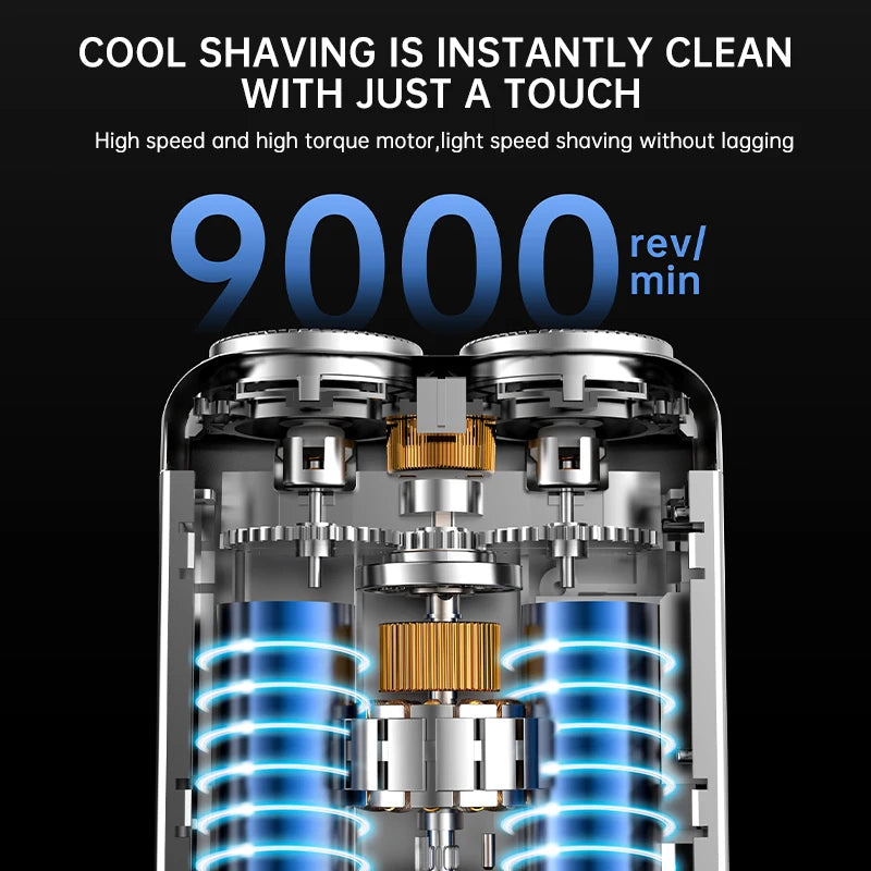9000RPM Portable Mini Electric Shaver – Dual-Head Waterproof USB-C Travel Razor