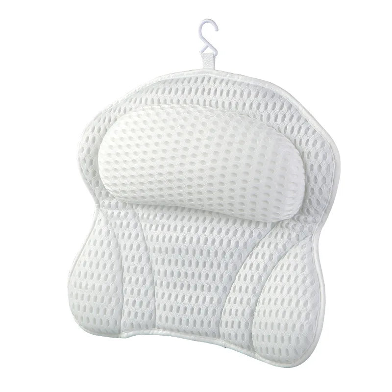 4D 6 Non-Slip Suction Cups Contouring Ergonomic Design Bathtub Neck Pillow