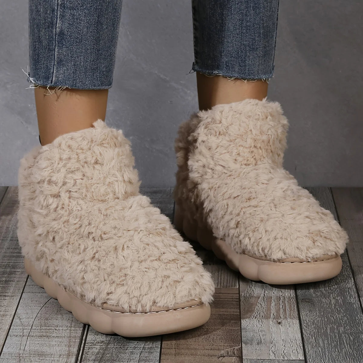 Warm Solid Color Slipper Boots