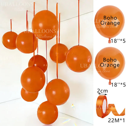 10-Pack 18" Orange & Hot Pink Party Balloons with Satin Ribbons