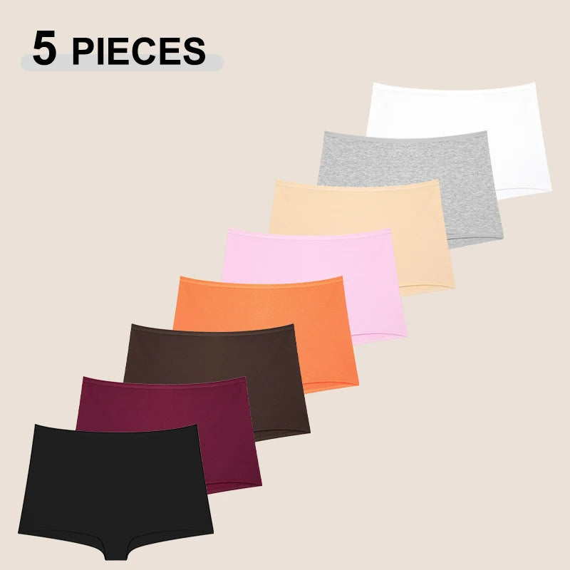 5Pcs Seamless Cotton Boyshorts