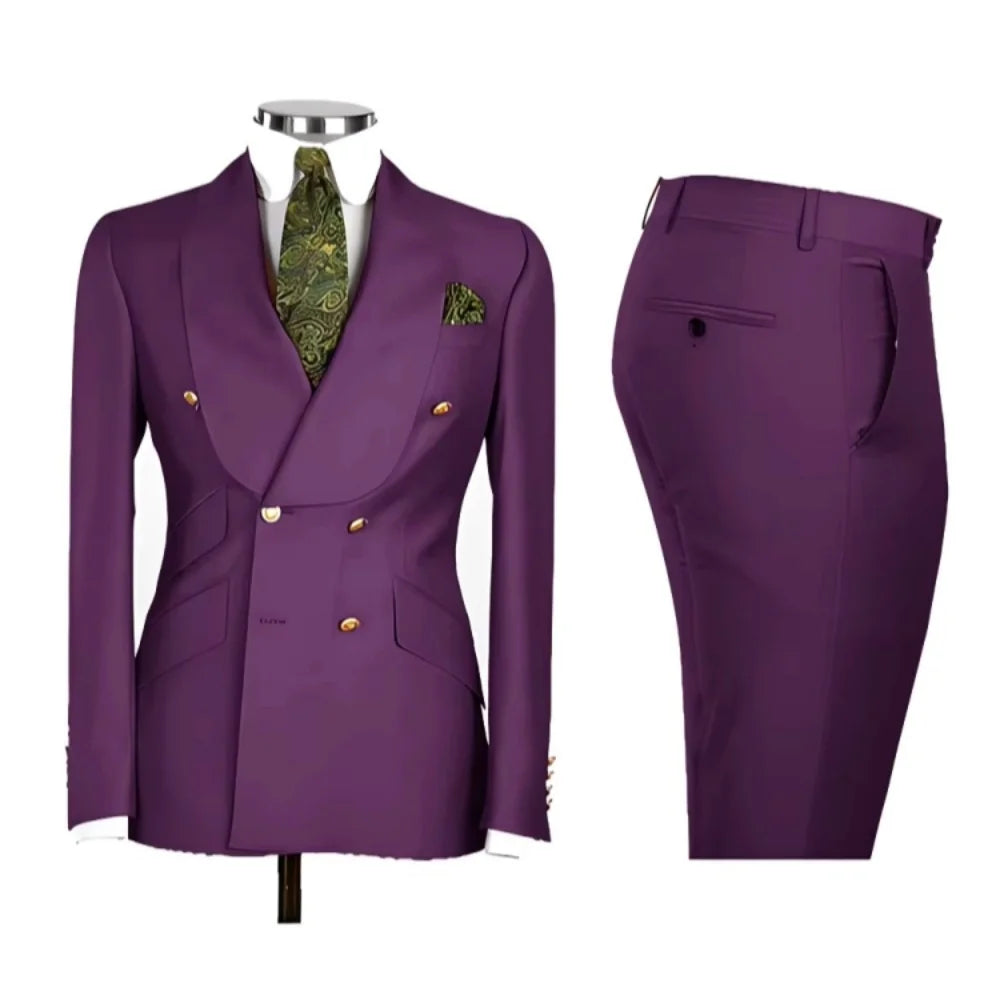 Men's Formal Double-Breasted Business & Wedding Suit Set