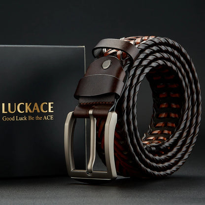 LUCKACE Genuine Leather Belt With Alloy Buckle