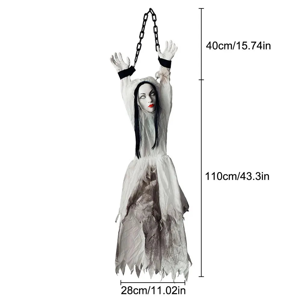 Spooky Halloween Hanging Ghost Decor – Creepy Tattered Linen Grim Reaper Prop for Haunted House, Yard & Party Decor