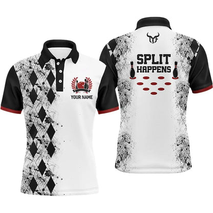 Men's Custom Name Bowling Graphic Polo Shirt