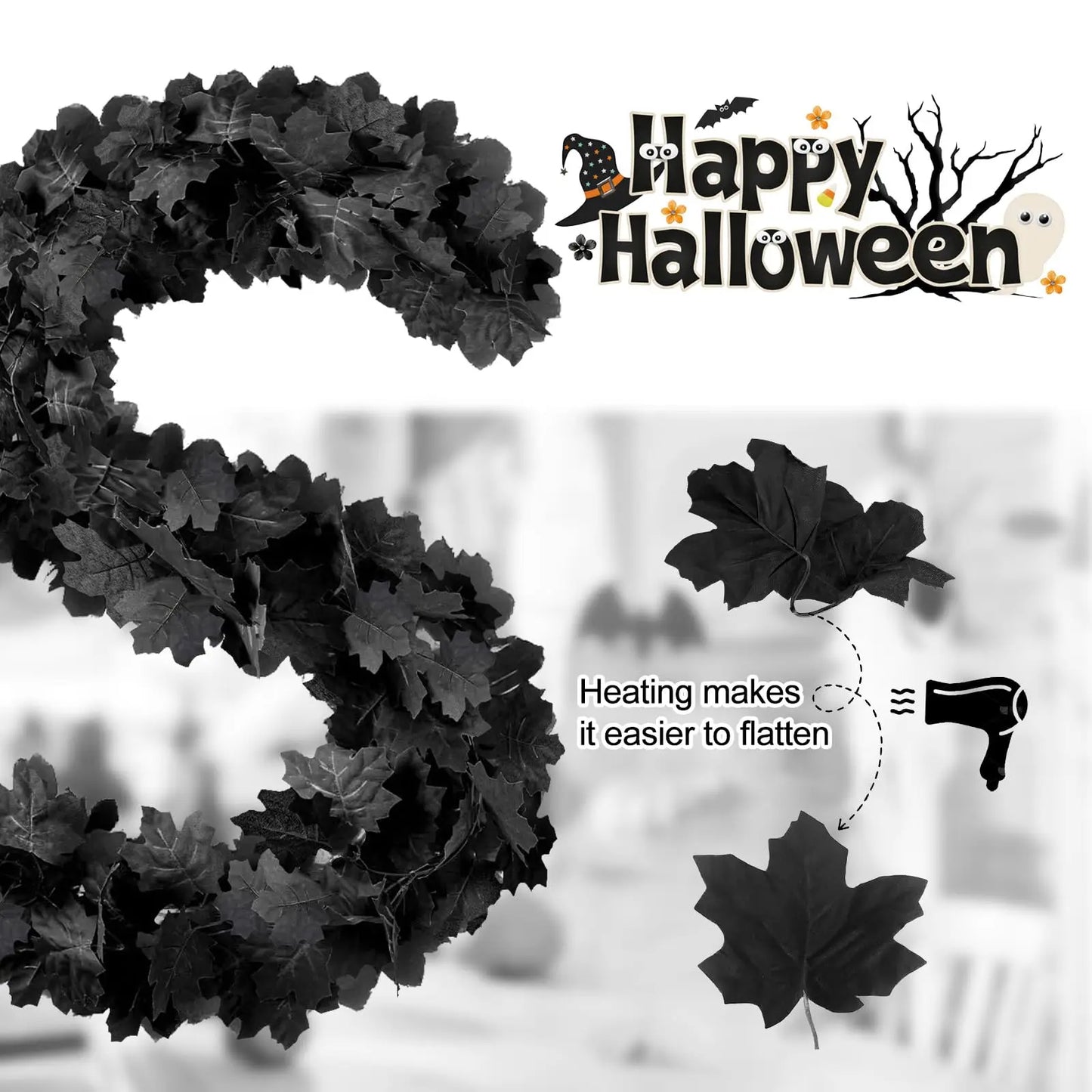 6.5ft Artificial Black Maple Leaf Vine Garland