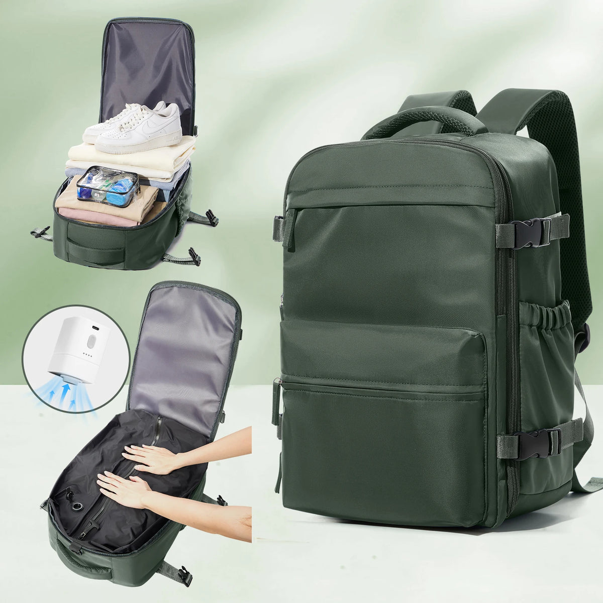 Vacuum Compression Expandable Travel Backpack & Laptop Bag