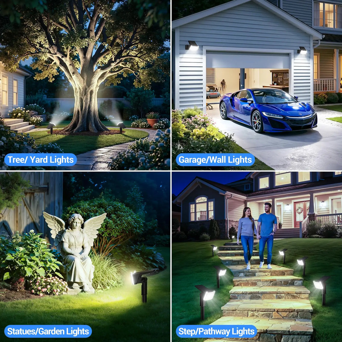 Solar Spot Lights Outdoor Waterproof IP65, 16 LED Super Bright 6500K Landscape Spotlights