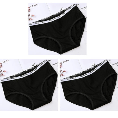3-Pack Women's Pure Cotton Mid-Waist Briefs