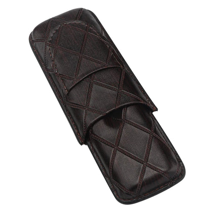 Xifei 2 Slot Leather Cigar Case Set W/ Stainless Steel Cutter