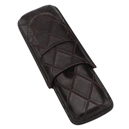 Xifei 2 Slot Leather Cigar Case Set W/ Stainless Steel Cutter