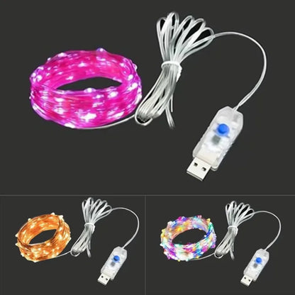 USB LED Copper Wire Fairy String Lights – 8-Mode Holiday & Party Garland