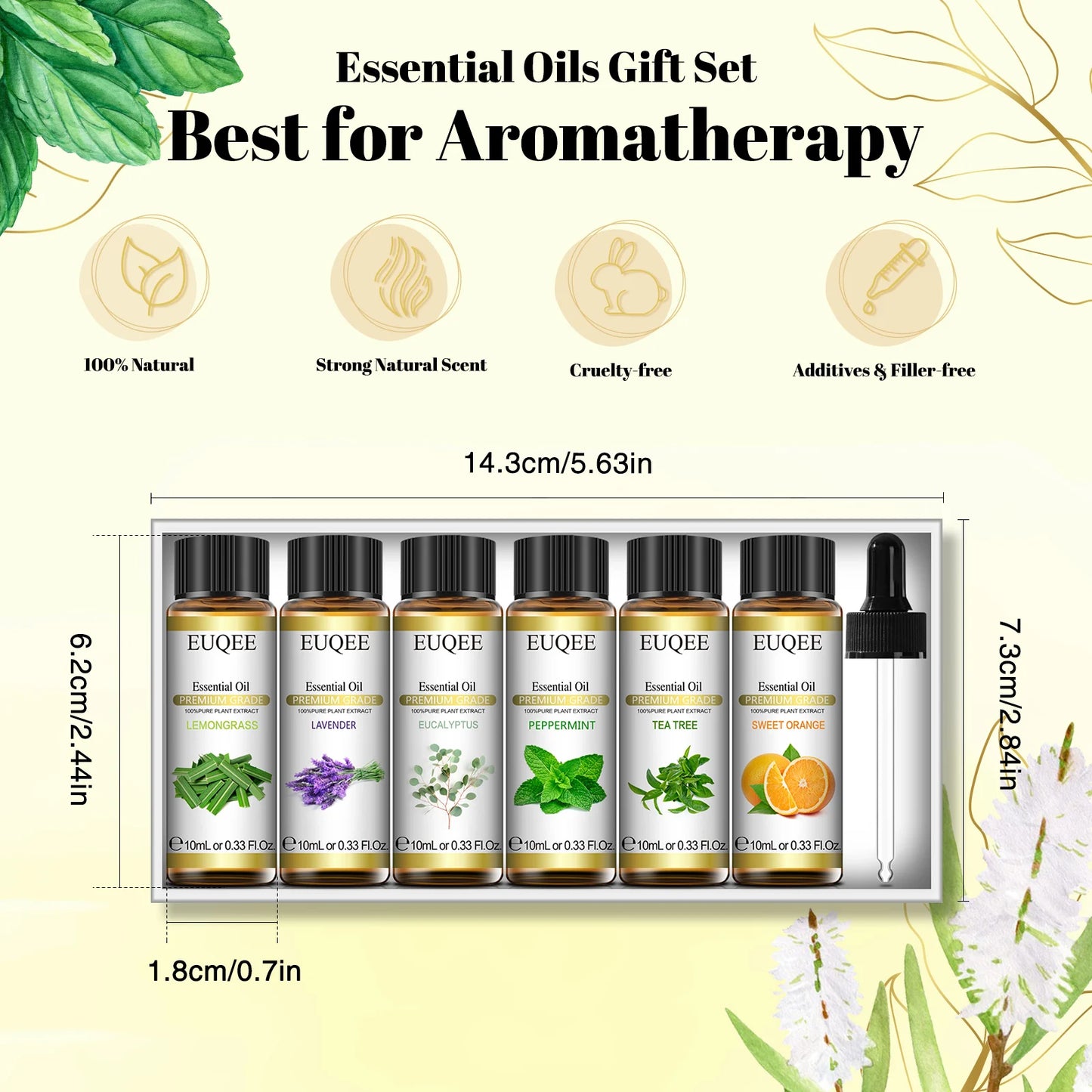 EUQEE 6 Bottles Essential Oils Set
