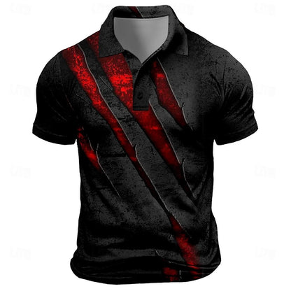 Men's Vintage Graphic Print Short-Sleeve Polo Shirt