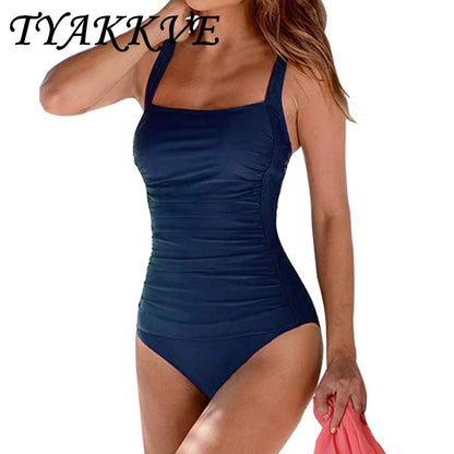 One-Piece Solid Color Swimsuit