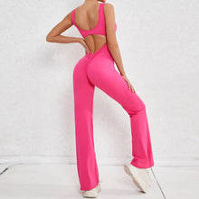 Seamless Backless Scrunch Fitness Flared Leg Jumpsuit