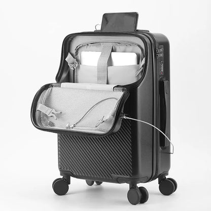 Front-Opening Multifunctional Zippered Case With Cup Holder & USB Port