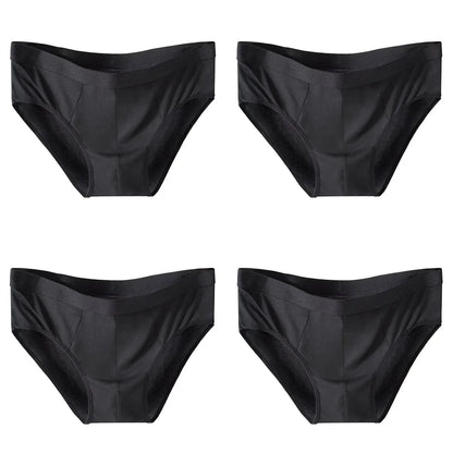 4-Piece Men's Ice Silk Breathable Briefs - Plus Size Bulge Pouch Underwear