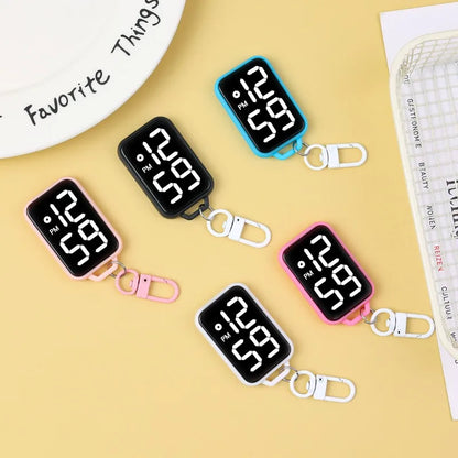 Digital LED Keychain Pocket Watch – Luminous Square Electronic Student Hanging Watch