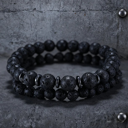 Pair Tiger Eyes Stone Strand Bracelet