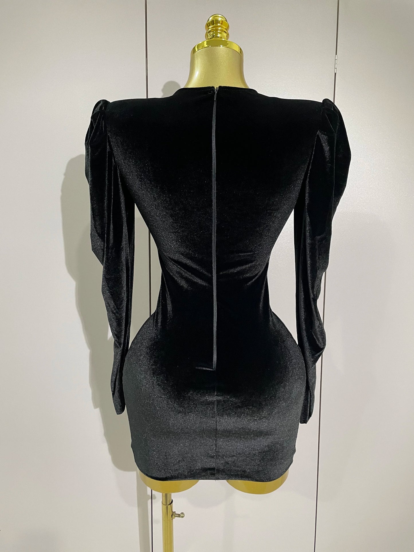Sparkly Mesh Black Velvet Short Dress