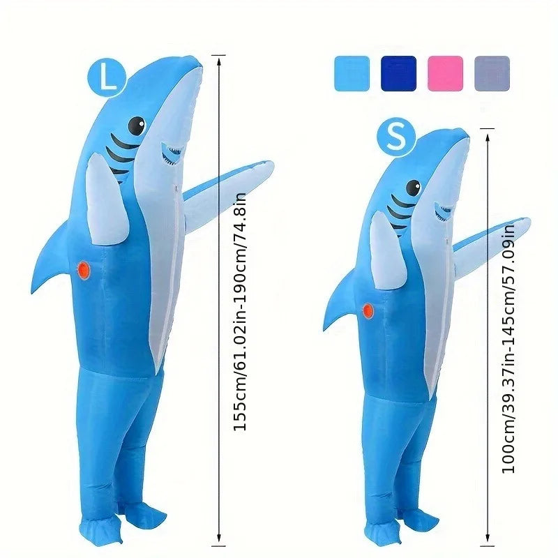 Standing Shark Inflatable Costume - Blow Up Party Outfit for Halloween