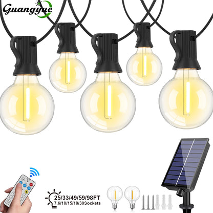 G40 Outdoor Solar String Lights with Remote & Shatterproof Bulbs