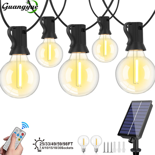 G40 Outdoor Solar String Lights with Remote & Shatterproof Bulbs