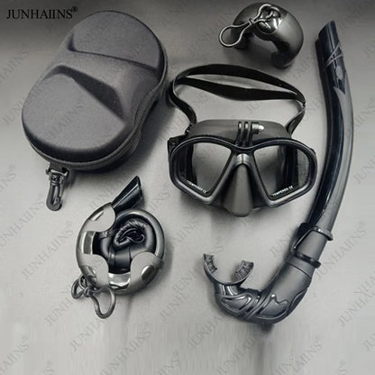 JUNHAINS Anti-fog Tempered Glass Breathing Tube and Mask Snorkeling Set