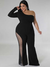 One Piece One Shoulder Single Sleeve Long Wide Foot Jumpsuit