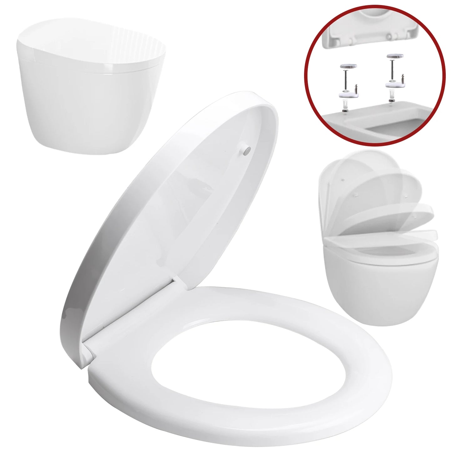 Soft-Close Quick-Release Toilet Seat for Square, U, and O Shapes