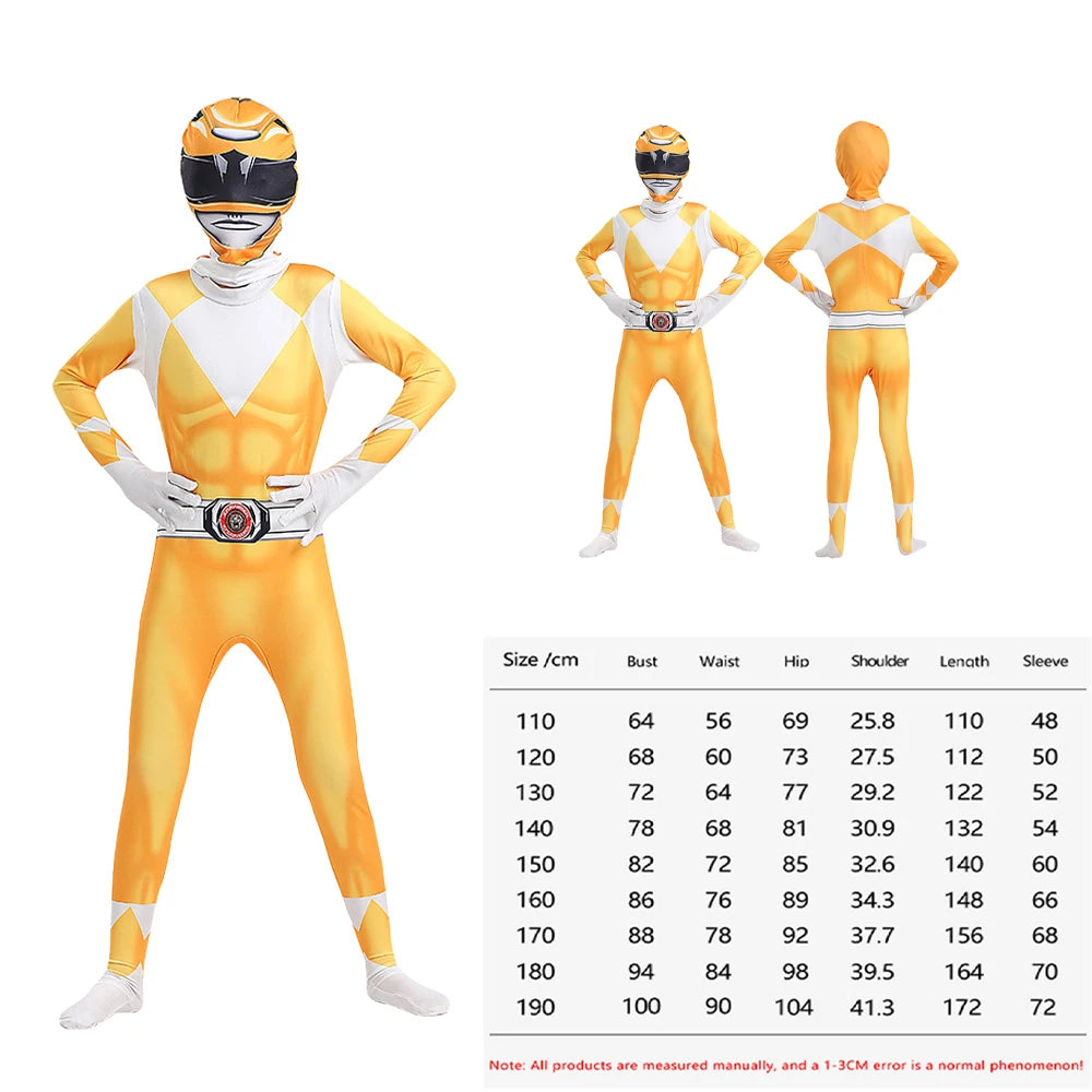 Unisex Power Rangers Superhero Cosplay Costume – Full Body Zentai Jumpsuit & Mask Set
