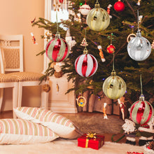 Electroplated Spiral Red White Christmas Balls