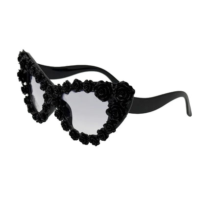 Gothic 3D Rose Cat Eye Sunglasses