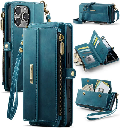 RFID Blocking Slim Leather Flip Wallet Case for iPhone