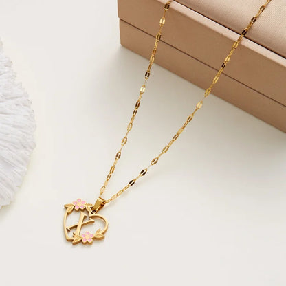 Stainless Steel Love Heart A-Z Letter Necklace