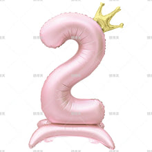 42" Colored Number Stand Foil Balloons with Crown Figures