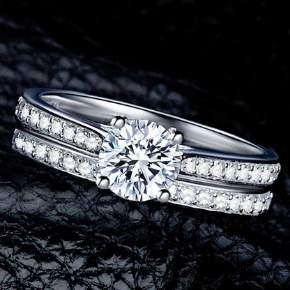Lihong 925 Sterling Silver Inlaid Ring with Cubic Zirconia
