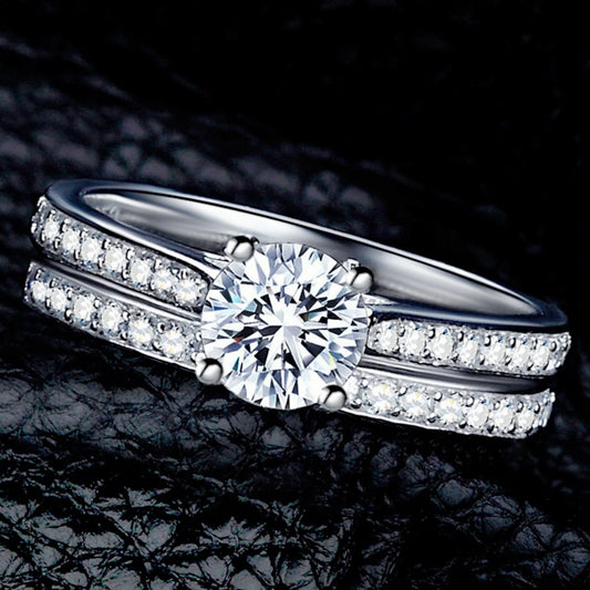 Lihong 925 Sterling Silver Inlaid Ring with Cubic Zirconia