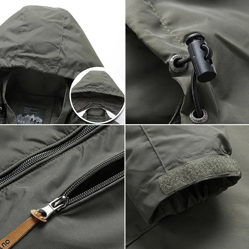 Men's Tactical Waterproof Windbreaker Outdoor Hooded Jacket