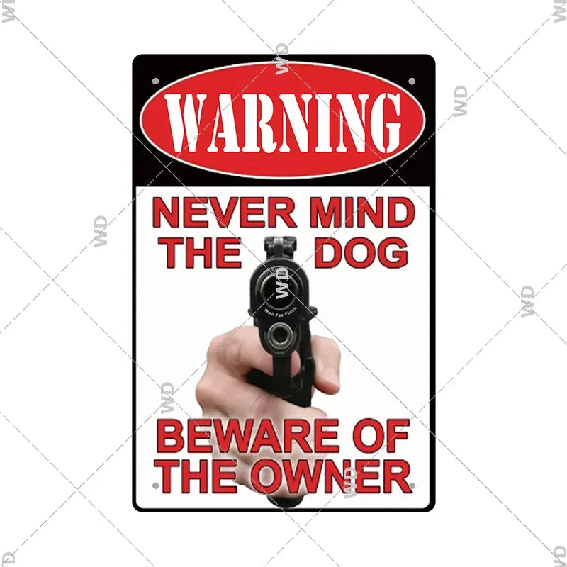 Warning Tin Sign - Vintage Private Property & Security Wall Plaque