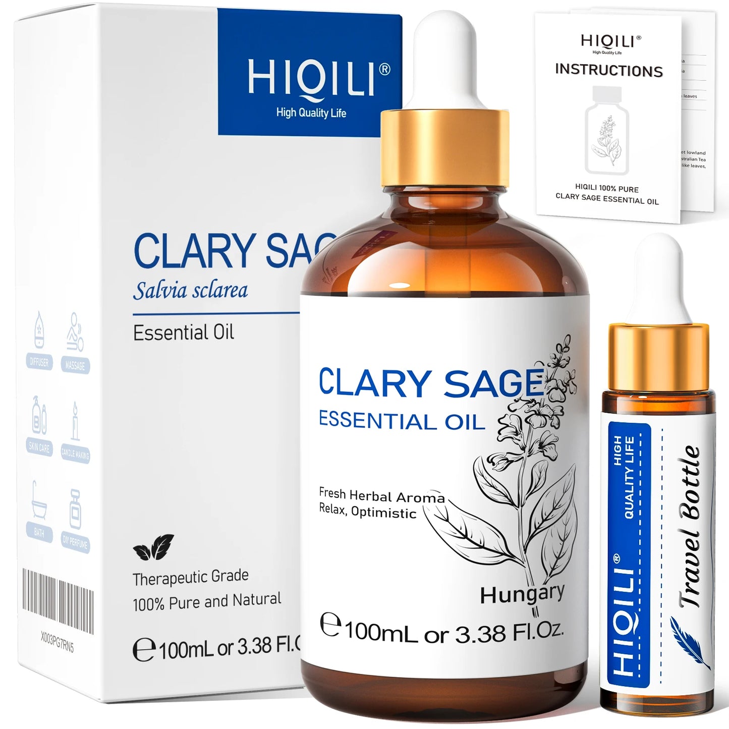 HIQILI 100% Pure Natural Essential Oil (100ml / 3.38 fl. oz)