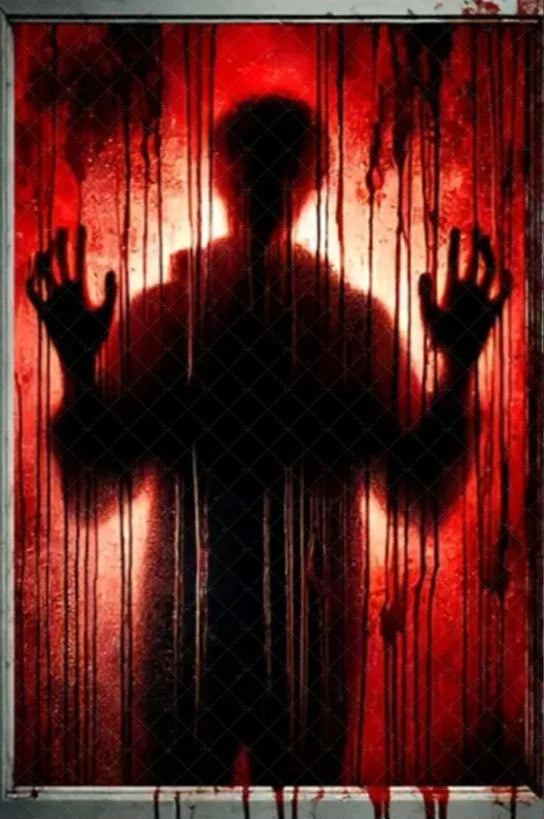 Scary Halloween Window Curtain & Backdrop