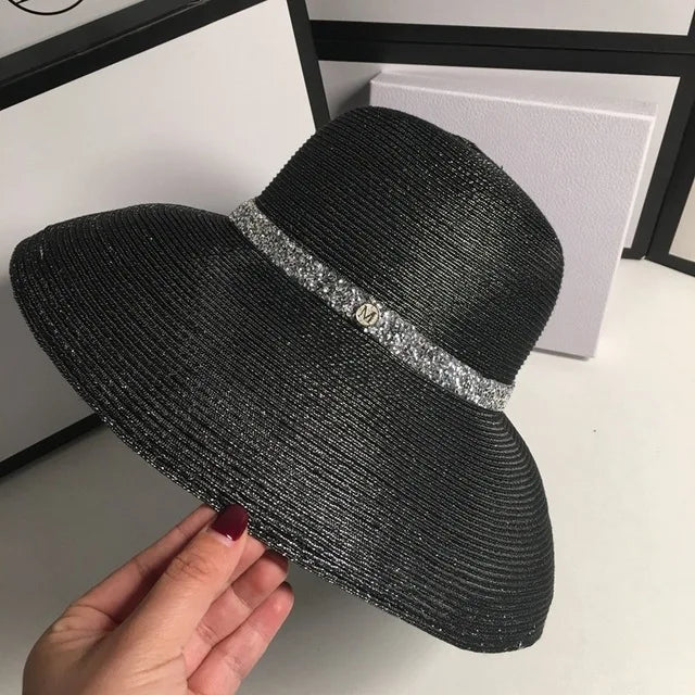 Woolen Rhinestone Solid Color Basin Hat