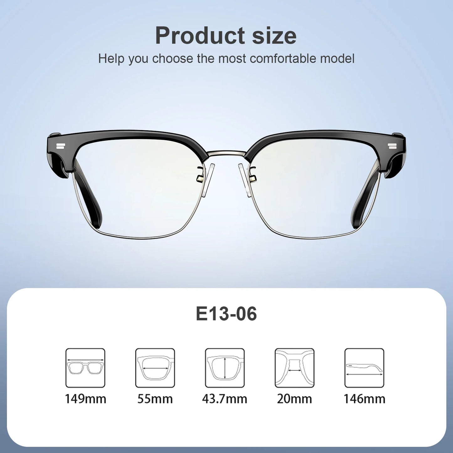 IOWODO E1306 Bluetooth AI Smart Sunglasses