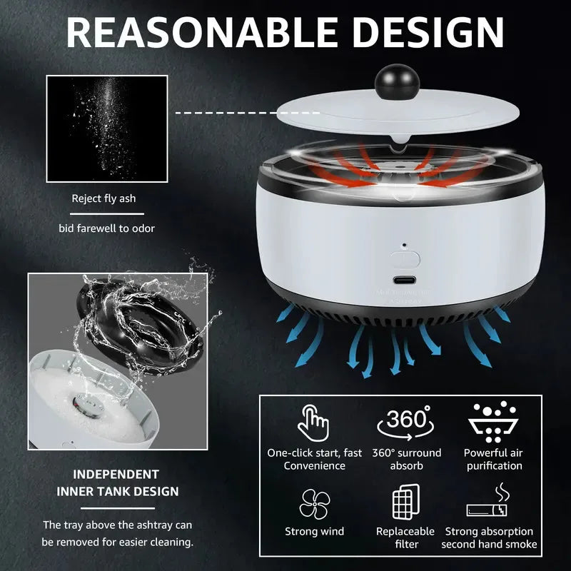 Smart Air Purifying Ashtray & Smoke Odor Absorber