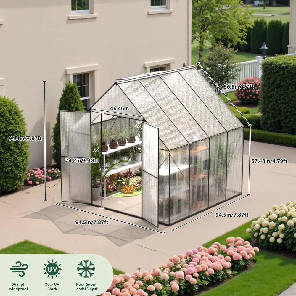 Durable Polyethylene 8x8 Walk-in Outdoor Garden Greenhouse